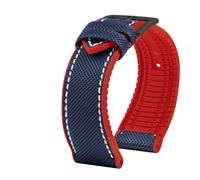 TROGPYXG Compatible avec le bracelet de montre Citizen Blue Angel Men Wave AT8020-54L/8020-03L/JY8078 en fibre de carbone à motifs Nlon + bracelet en caoutchouc 22 mm 23 mm(BLACK WHITE,24mm)
