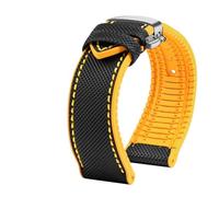 TROGPYXG Compatible avec le bracelet de montre Citizen Blue Angel Men Wave AT8020-54L/8020-03L/JY8078 en fibre de carbone à motifs Nlon + bracelet en caoutchouc 22 mm 23 mm(Yellow,22mm)