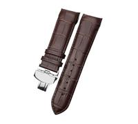 TROGPYXG Compatible avec Tissot T035 617 627 439 bracelet de montre en cuir de veau noir marron boucle papillon hommes 22mm 23mm 24mm bracelet de montre(Brown silver,23mm)