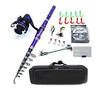 Trohollis Canne A Peche,Canne à PêChe 1.8-3m pêche télescopique Combo Rod avec Reel Spinning Lure Box Set Ligne 1 Sac Bateau Roche Court Dur Rod Voyage Portable(3.0m)