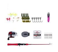 Trohollis Canne A Peche,Canne à PêChe Enfants Voyage Pêche Pêche Set 1.2m Bleu Vert Rouge Rod avec Spincast Reel Accessoires Kit pêche Cadeau pour(Red)