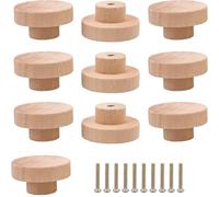 TroHollis PoignéE Meuble Bois,PoignéEs En Bois Boutons de meuble ronds en bois brut, poignées tiroir avec vis for armoire, commode, placard(S,30pcs)