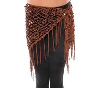TroHollis Robe Danse Orientale,Robe De Danse Orientale Accessoires de Danse du Ventre Vert/Or d'argent Belly Shining Crochet Ceinture Sequins Hand Foulard Tassel enveloppements(Brown)