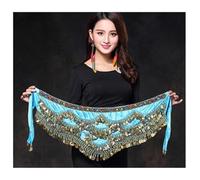 TroHollis Robe Danse Orientale,Robe De Danse Orientale Ceinture de Danse du Ventre en Soie Verre Multicolore Bande la écharpe Crystal Bellydance Taille chaîne Hip Foulard(Sky Blue)