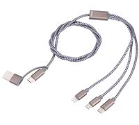 TROIKA 3 in 1 Charging Cable for up to 3 Devices Simultaneously, SB/USB-C to Mic