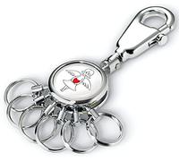 TROIKA Ange gardien - TB-KYR01-A184 - Porte-clés avec mousqueton - 6 anneaux interchangeables - Ange gardien - Cadeau pour débutant - Métal - Brillant - Chromé - Blanc original, Multicolore/blanc., 6
