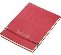 Troika Bloc-notes DIN A5 avec gravure « TO DO » sur la couverture, cordon élastique comme fermeture, en cuir synthétique, rouge mat