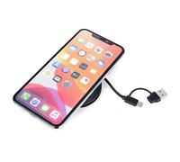 TROIKA Chargeur inductif pour iPhone® Apple Watch® et AirPods® Tambour de câble à Charge Rapide et Compatible avec MagSafe en Plastique, Polyester recyclé Noir