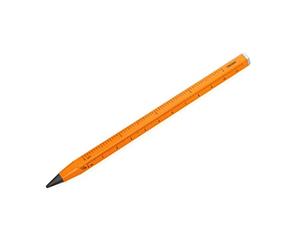 TROIKA Construction Endless - PEN20/NO - Crayon multitâche avec pointe d'écriture sans fin durable - règle en centimètres et en pouces - astuce d'écriture échangeable - aluminium, métal - néon orange