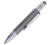 TROIKA CONSTRUCTION LILILIPUT - PIP25/TI - Stylo à bille multitâche (petit) - Tool Pen - Règle centimètre/pouce - Tournevis plat/cruciforme - Stylet (titane) Original
