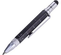 Troika Construction Liliput Stylo À Bille Multitâche En Aluminium, Laiton, Mine En Acier, Noir