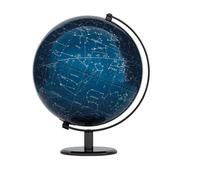TROIKA Globe éclairé Ø 25 cm TERRA LIGHT Lumière LED Globe bleu carte du ciel & signe du zodiaque, pied en métal chromé, fond en feutre souple axe mobile - dans un joli carton idéal pour offrir