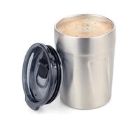 TROIKA Gobelet isotherme pour expresso, café, boissons chaudes Espresso Doppio, isolation sous vide à double paroi - max. 160 ml - Couvercle (sans BPA) Fermeture à glissière, anti-éclaboussures -