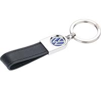 Troika Porte-clés Logo VW - Passant en Cuir VW Leather - Métal - Noir, Bleu, Argenté Original