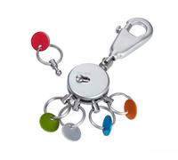 Troika - Porte-Clés PATENT - Chrome Brillant - Design Rond et Coloré - 5 Anneaux Interchangeables