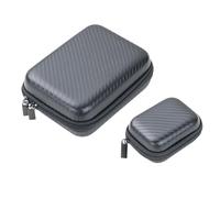 TROIKA Lot de 2 étuis de rangement en carbone avec 2 compartiments intérieurs et grand étui avec 2 compartiments intérieurs et 1 insert élastique amovible - plastique, velours, aspect carbone