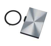 TROIKA MagSafe Portefeuille EDELCARD Porte-cartes avec aimant (N52) à fixer et anneau métallique avec film autocollant 3M pour permis de conduire, carte d'identité, mécanisme coulissant pour carte de