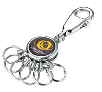 TROIKA OKTOBERFEST Porte-clés avec mousqueton, accessoires brevetés, pour la fête de la bière, trousseau de clés avec 6 anneaux interchangeables, métal chromé original, jaune, noir, argenté, 9 x 5,8 x