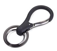 TROIKA Organiseur KEY - KR17-09/GM - Porte-clés avec 2 anneaux - Mousqueton - Laqué - Organisation de clés - Brillant - Noir/gris métallisé - Produit original de