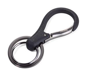 TROIKA Organiseur KEY - KR17-09/GM - Porte-clés avec 2 anneaux - Mousqueton - Laqué - Organisation de clés - Brillant - Noir/gris métallisé - Produit original de
