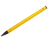 TROIKA PEN20/YE Crayon multitâche avec pointe d'écriture durable en aluminium et métal jaune effaçable avec règle en centimètres/pouces 147 x 10 x 10 mm