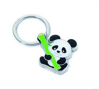 Troika - Porte-Clés Animaux - BAMBOO PANDA - Email Métallique et Chrome Brillant - Noir/Blanc/Vert