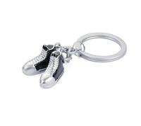 TROIKA Porte-clés avec 2 pendentifs chaussures de loisirs Chucks - Émail - Fonte de métal - Chromé - Noir, argenté - Original, noir/argenté, 8,7 x 3,5 x 0,9 cm