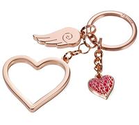 TROIKA Porte-clés avec 3 pendentifs, cœur (grand), cœur (petit), ailes, métal moulé/émail, brillant, or blush, Multicolore, Taille unique, Jeunesse