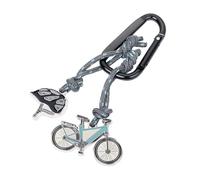 Porte-clés avec mousqueton - E-BIKE - 2 pendentifs sur corde d'escalade décorative : vélo, casque - aluminium, fonte métallique, nylon, émail - bleu pétrole, gris, noire - Original TROIKA