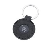 TROIKA Porte-clés jeton de caddie COIN ADVENTURE cuir italien véritable de haute qualité - ouverture latérale pour retirer le jeton - handmade in Italie - cuir - noir Original