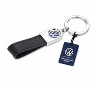 Troika Porte-clés Logo VW - Passant en Cuir VW Leather - Métal - Noir, Bleu, Argenté Original
