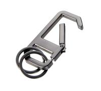 TROIKA Porte-clés mousqueton ALVAR NERO avec fermeture clic pratique, deux anneaux inclus, métal moulé gunmetal, design minimaliste et mécanisme ingénieux