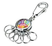 Troika - Porte-Clés PATENT - Chrome Brillant - Design Rond et Coloré - 5 Anneaux Interchangeables