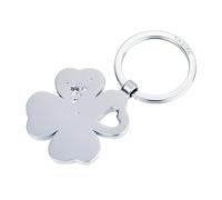 TROIKA Porte-clés trèfle argent cœur GIRLS BEST FRIENDS Porte-clés cœur porte-bonheur bronze fabriqué avec des ÉLÉMENTS SWAROVSKI® en métal moulé chromé aspect argent mat Cadeau pour amie
