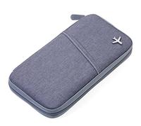 TROIKA Safe Flight TRV20/GY Étui pour Documents de Voyage avec Film de Protection de Lecture (pour puces RFID) Fermeture éclair 12 Compartiments intérieurs Passant pour Stylo Polyester Gris/Orange