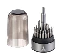 TROIKA Set d'outils BIT PEN TOWER 31 avec 30 embouts de précision et porte-embout magnétique adapté pour les réparations ménagères Kit en aluminium, acier chrome-vanadium, silicone, couleur gris