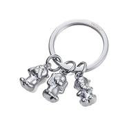 TROIKA THREE MONKEYS - KR17-18/MA - Porte Clés - Emoji Singe - 3 Singe - Rien ne voit rien, rien entendre, rien dire - Fonte de Métal - Mat - Chromé - Argent Original