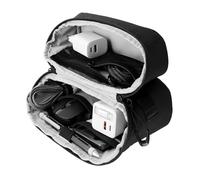 TROIKA TROIKA Black Tech 2 Go Sac à câbles pour accessoires électroniques avec fermeture éclair à double sens 6 compartiments ouverts de différentes tailles pour batterie externe, câble de charge, etc