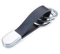 TROIKA Twist Style - KRG749/LE - Porte Clés avec Fermoir Twist - Bracelet Cuir - Boucle Cuir - 3 Anneaux - Mat - Chrome - Noir Original