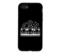 Trois adorables Chatons Noirs à Gros Yeux et queues ludiques pour Les Amoureux des Chats Coque pour iPhone SE (2020) / 7/8
