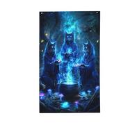 Trois adorables chats dans des robes de magicien, drapeaux de maison, 9,1 x 1,5 m, bannière de vœux avec œillets, décoration d'intérieur et d'extérieur