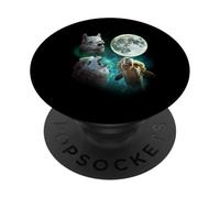 Trois alpagas hurlent à la Lune 3 Loups Parodie drôle PopSockets PopGrip Adhésif