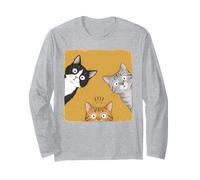 Trois Amis félins Curieux Qui regardent Les Chats Manche Longue