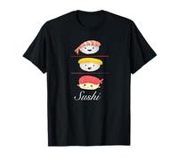 Trois amis sushi style manga japonais riz poisson T-Shirt