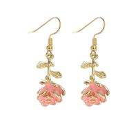 Trois boucles d'oreilles rétro roses en alliage - Boucles d'oreilles pendantes en forme de fleur - Bijoux féminins exquis pour femme, taille unique, Cuivre, Pas de gemme