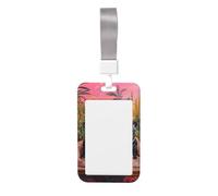 Trois bouledogues sur un canapé élégant coulissant, porte-badge en plastique dur pour cartes de travail, porte-nom pour infirmières, bureau