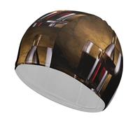 Trois bouteilles de vin et bonnets de bain en verre, bonnet de bain haute élasticité pour homme et femme, durable, imperméable, garde les cheveux au sec, parfait pour la piscine, la plage, la natation