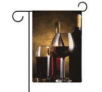 Trois bouteilles de vin et drapeaux de jardin en verre de 30,5 x 45,7 cm, drapeau extérieur double face, drapeau de cour d'été, drapeau floral de bienvenue, drapeaux de jardin, décorations