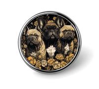 Trois boutons ronds vierges représentant des bouledogues français, boutons transparents pour projets de loisirs créatifs et accessoires de fabrication de badges