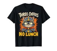 Trois cafés sans déjeuner Unhinged Coffee Lover Cat Warrior T-Shirt